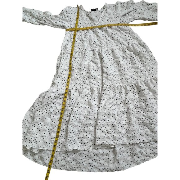 ASOS Design White Polka Dot Midi Dress Puff Sleeve V-Neck Size 8 - Picture 11 of 11